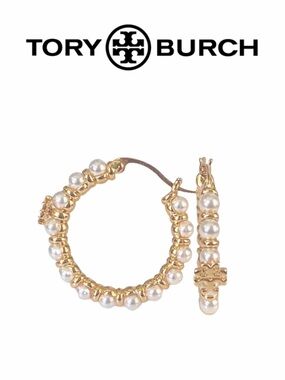 Tory Burch Kira Pearl Bead Hoop Earrings